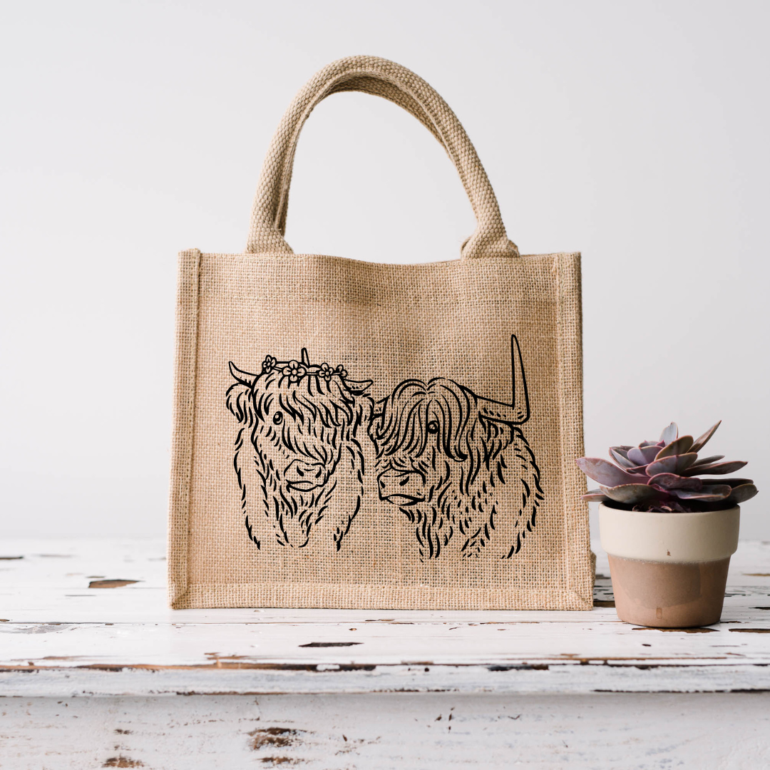 Jute Bag COW – Wildflower And Lotus Designs