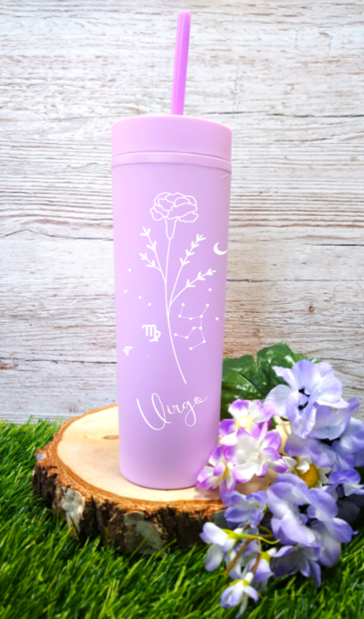 Purple and White Flowered Cold Cup
